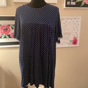 Navy Polka Dot Tunic Top